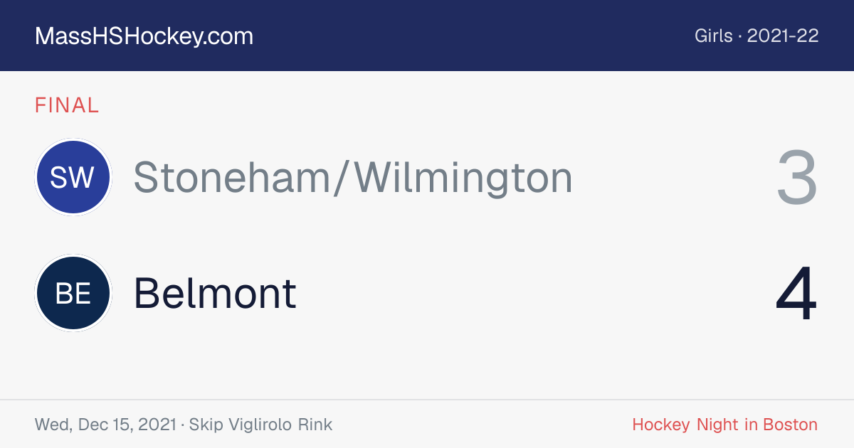 Stoneham/Wilmington at Belmont score card