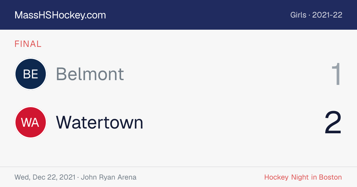 Belmont at Watertown score card