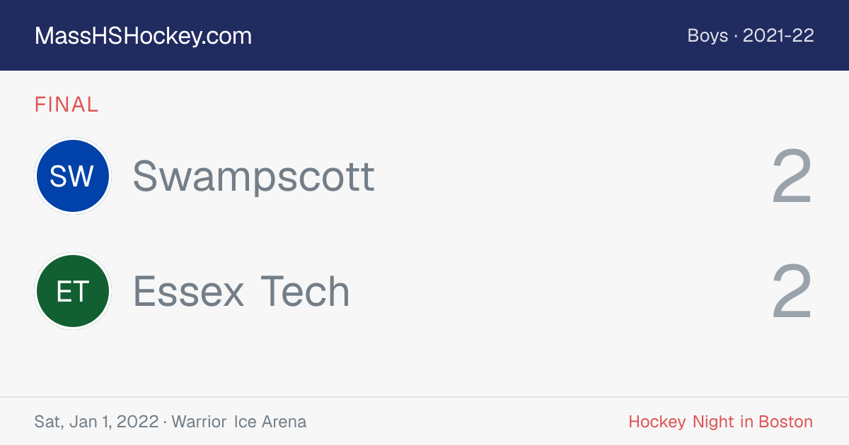 Swampscott at Essex Tech score card