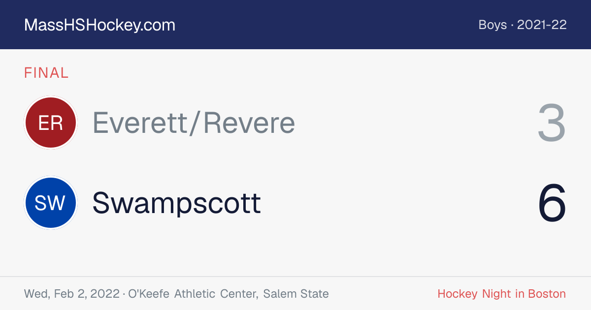 Everett/Revere at Swampscott score card