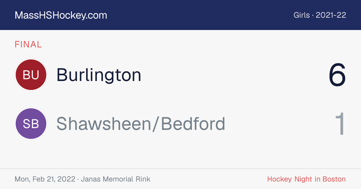Burlington at Shawsheen/Bedford score card