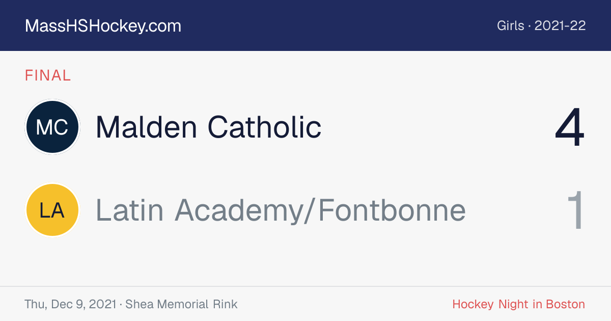 Malden Catholic at Latin Academy/Fontbonne score card