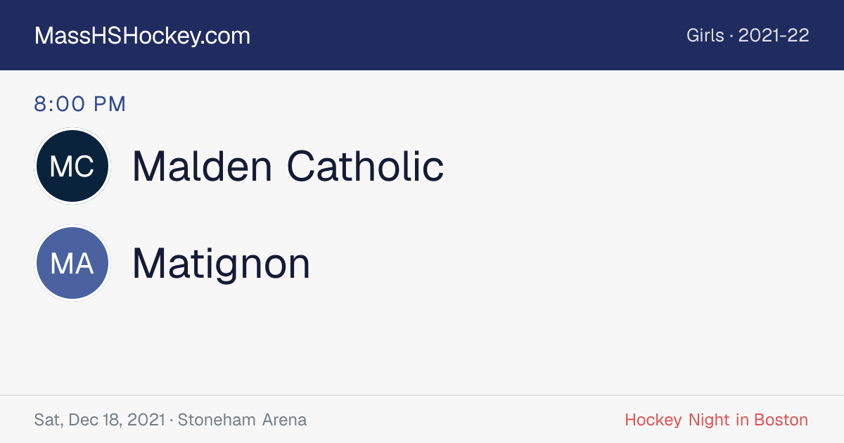 Malden Catholic at Matignon score card