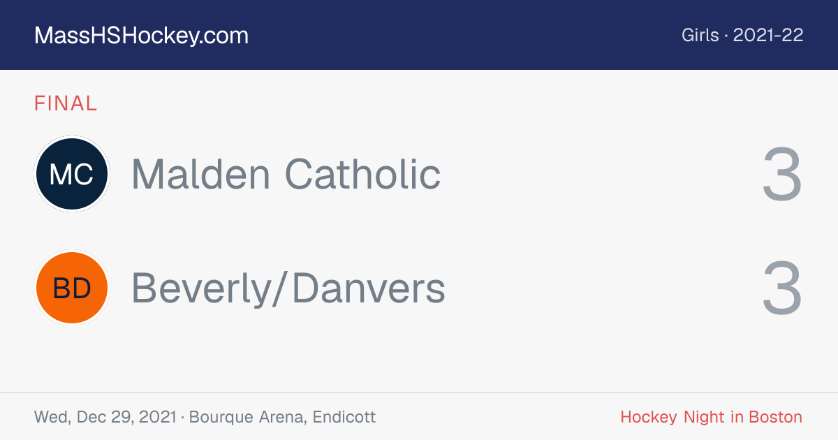 Malden Catholic at Beverly/Danvers score card