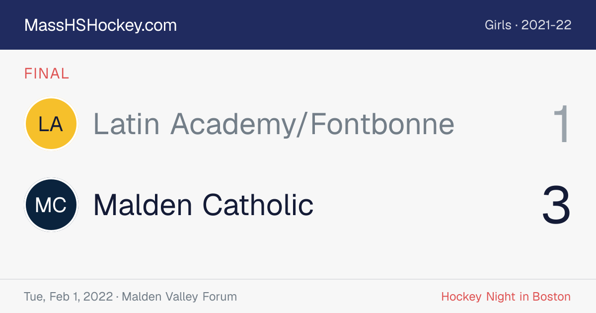 Latin Academy/Fontbonne at Malden Catholic score card