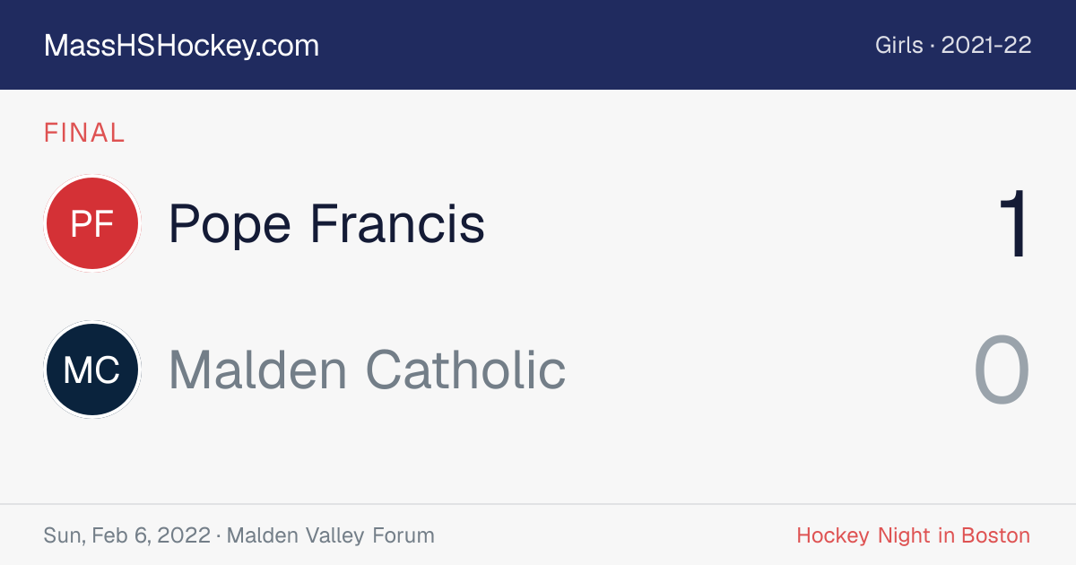 Pope Francis at Malden Catholic score card