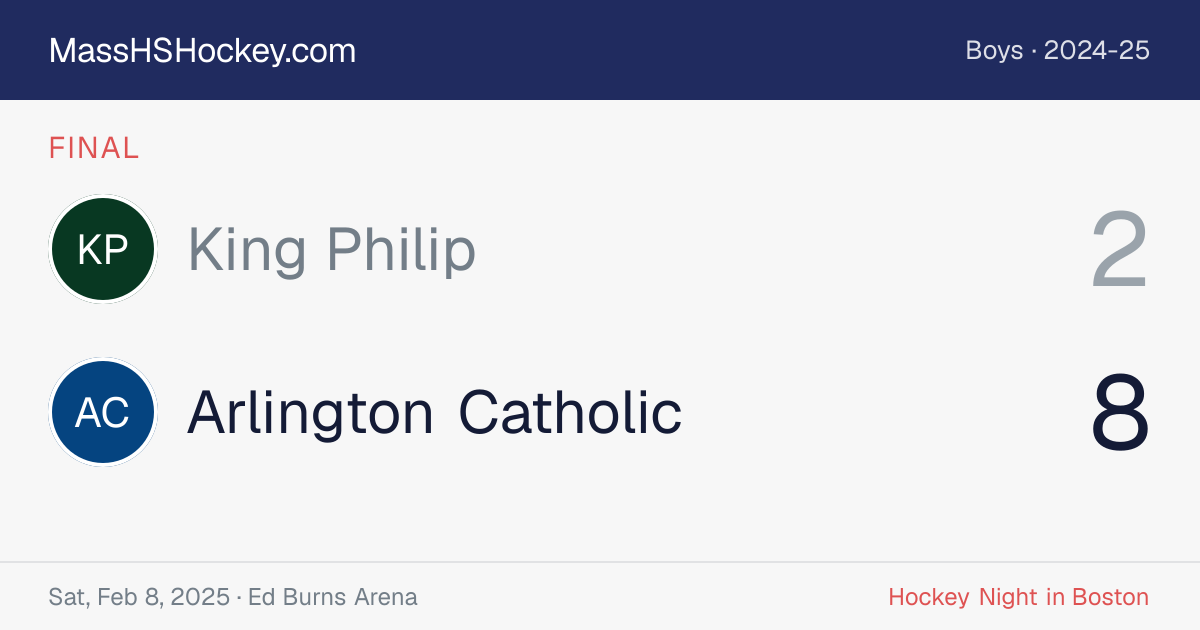 King Philip at Arlington Catholic score card