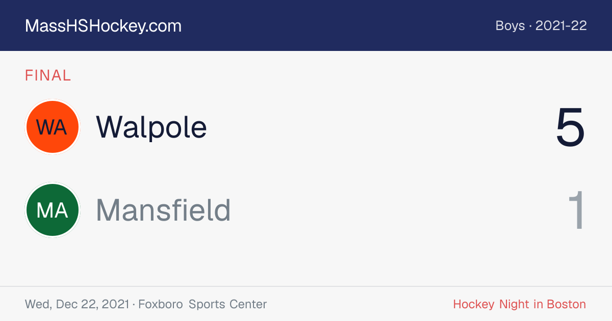 Walpole at Mansfield score card