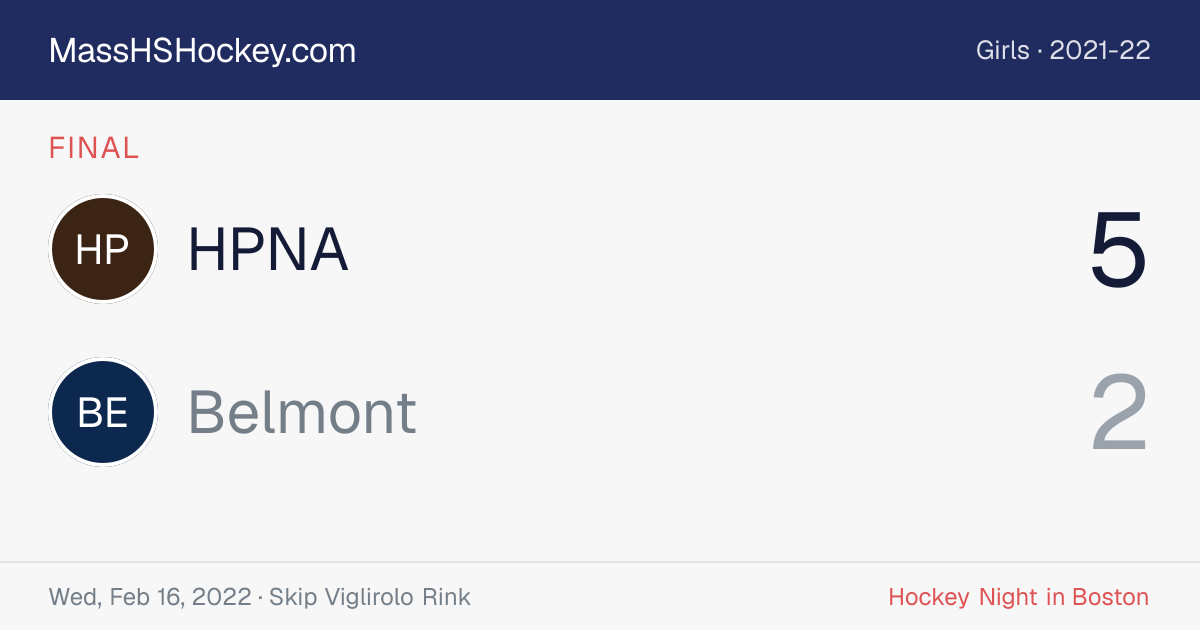 HPNA at Belmont score card