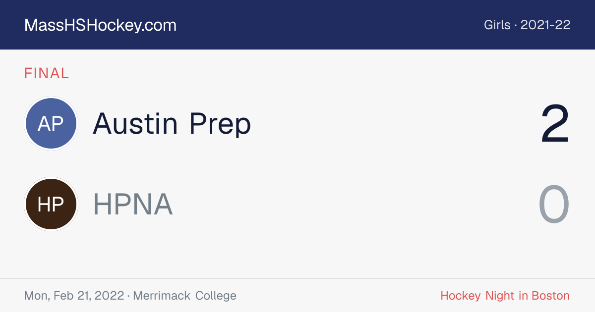 Austin Prep at HPNA score card