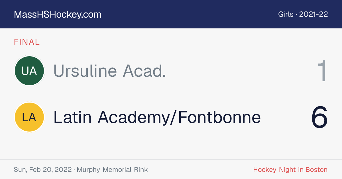 Ursuline Acad. at Latin Academy/Fontbonne score card