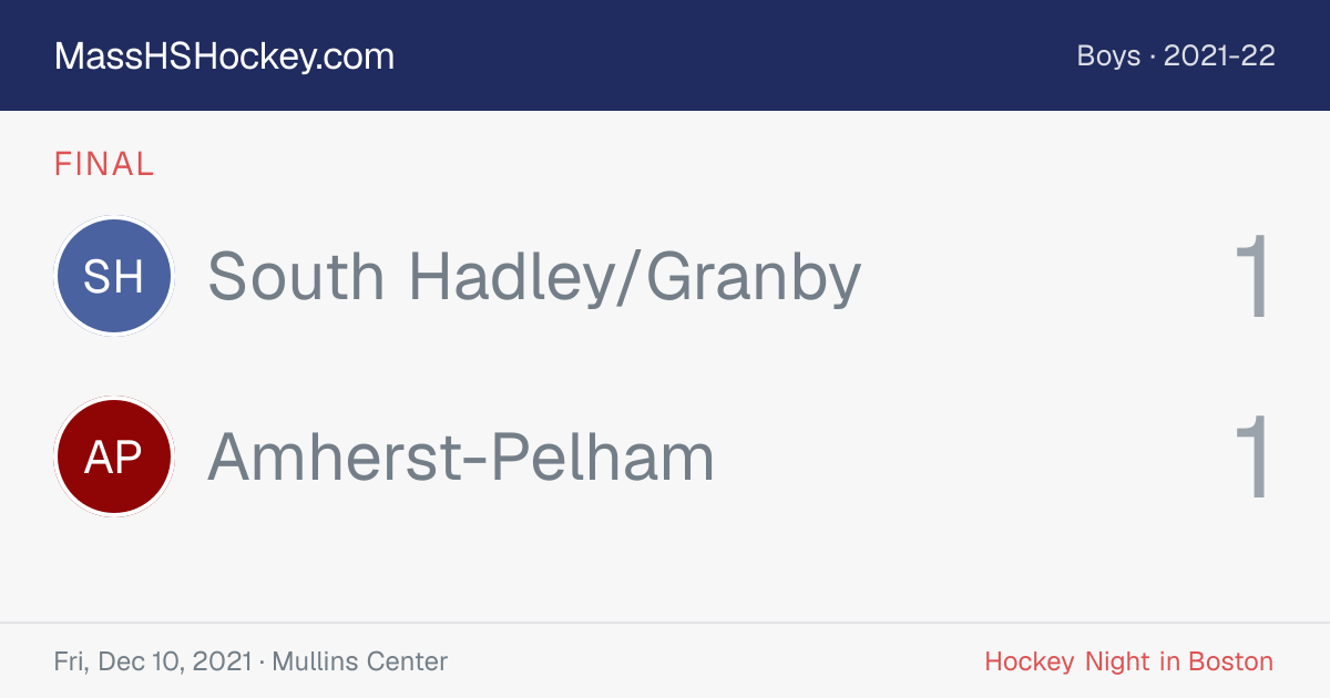South Hadley/Granby at Amherst-Pelham score card