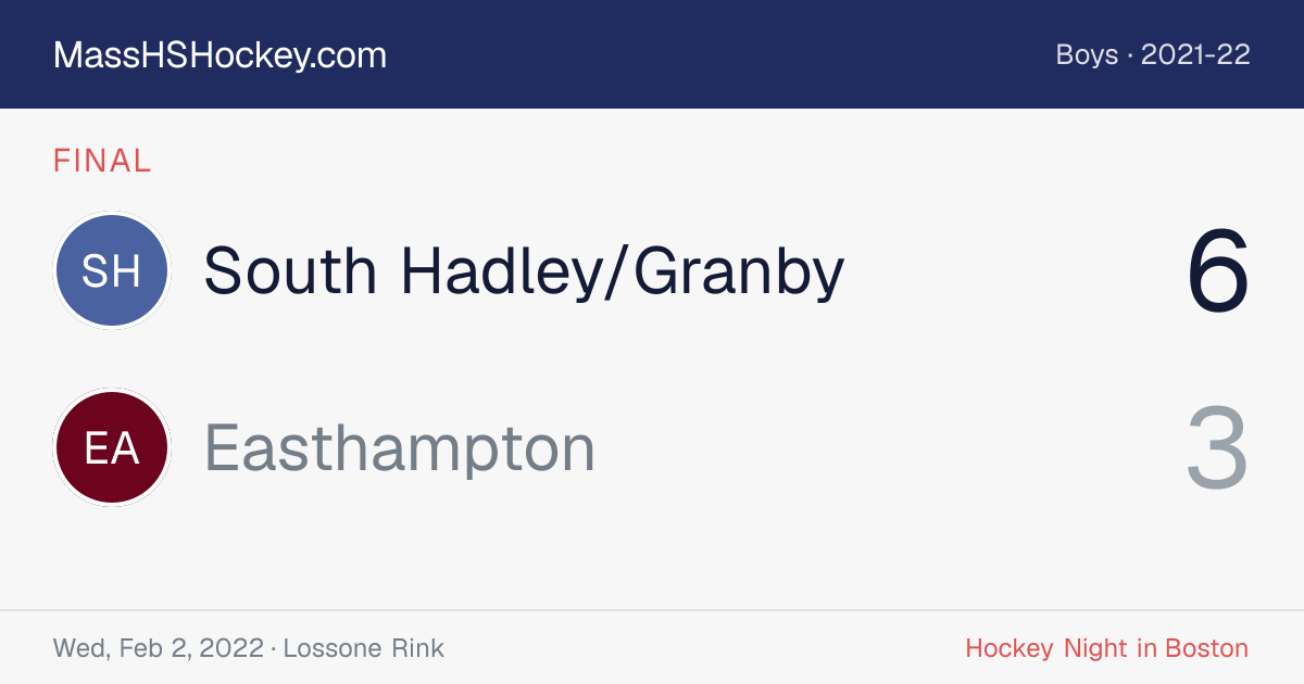 South Hadley/Granby at Easthampton score card