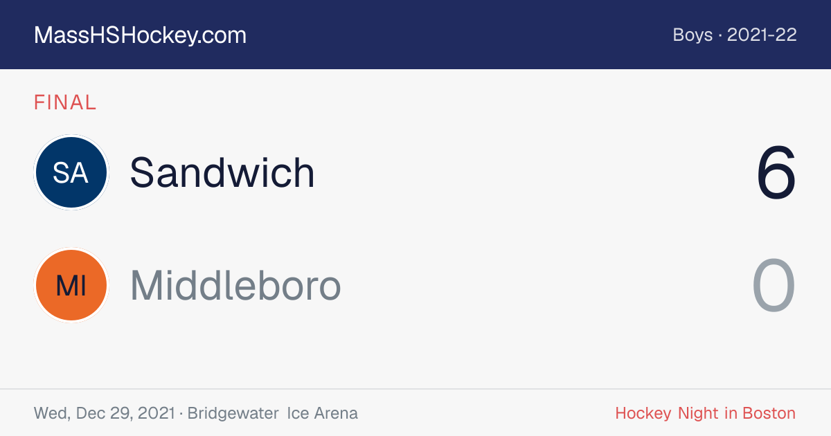 Sandwich at Middleboro score card