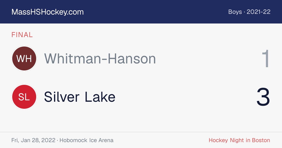 Whitman-Hanson at Silver Lake score card