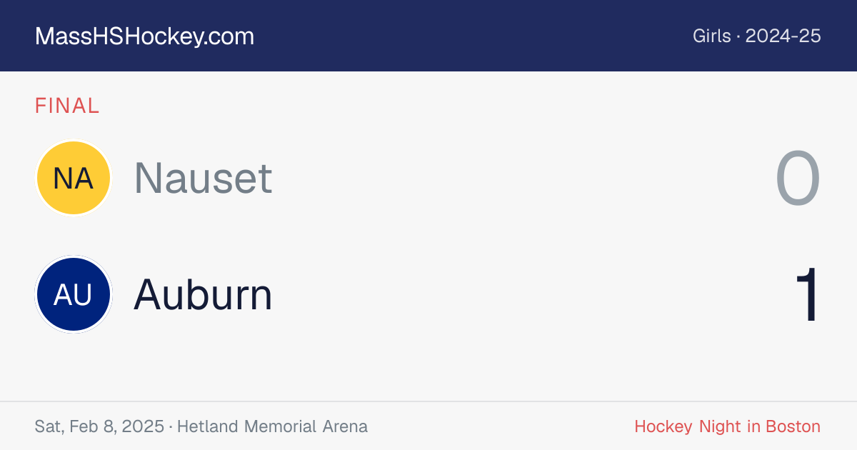Nauset at Auburn score card