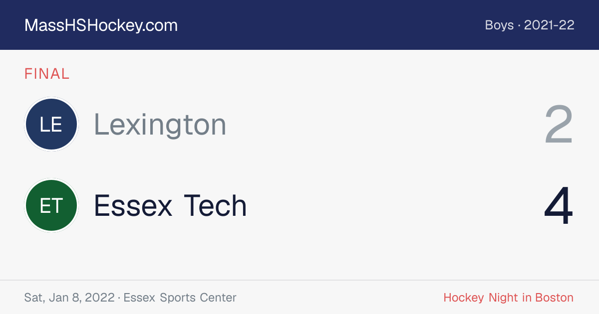 Lexington at Essex Tech score card