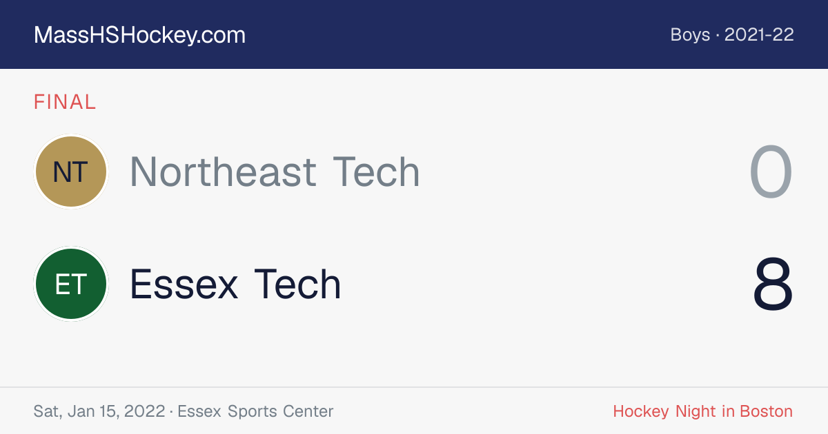 Northeast Tech at Essex Tech score card