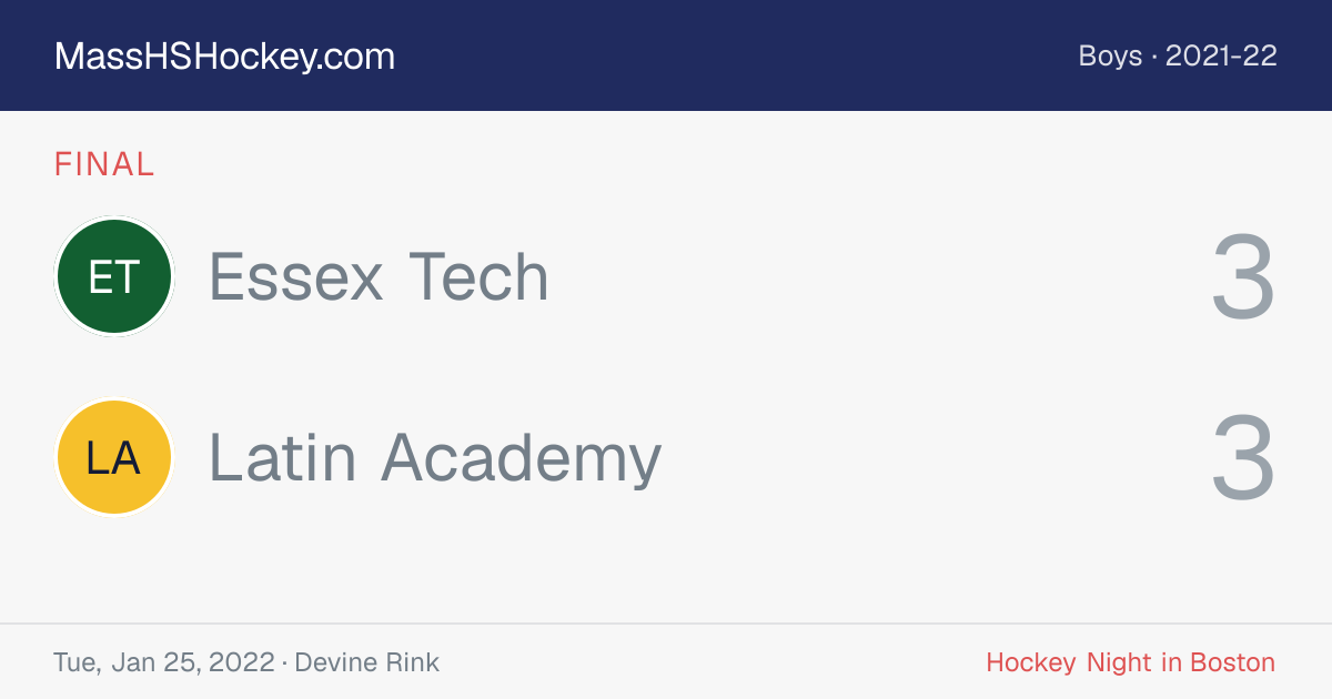 Essex Tech at Latin Academy score card