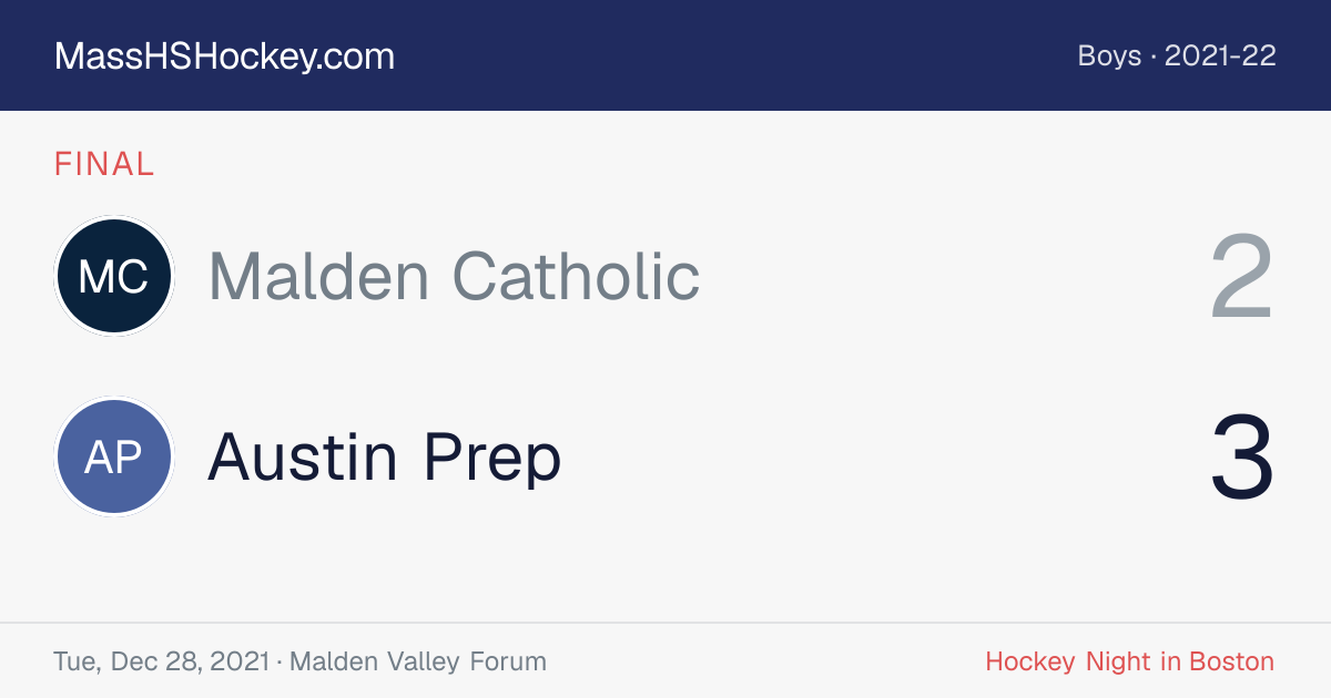 Malden Catholic at Austin Prep score card