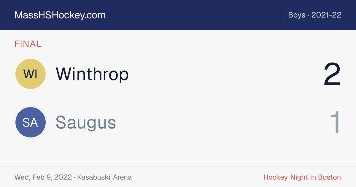 Winthrop at Saugus score card