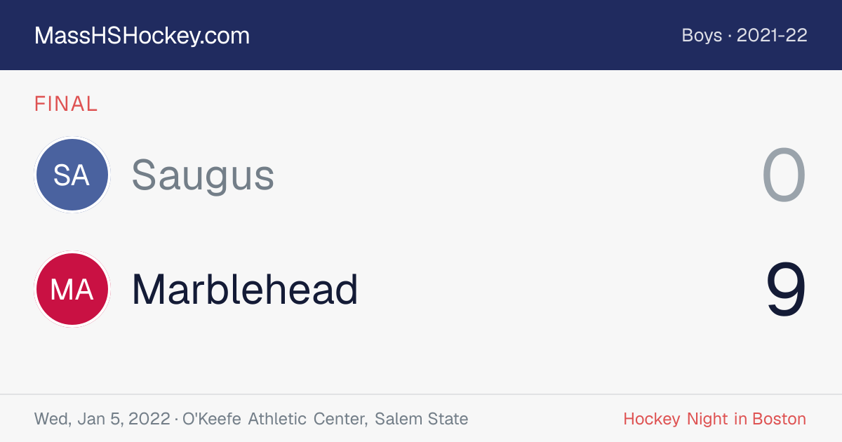 Saugus at Marblehead score card