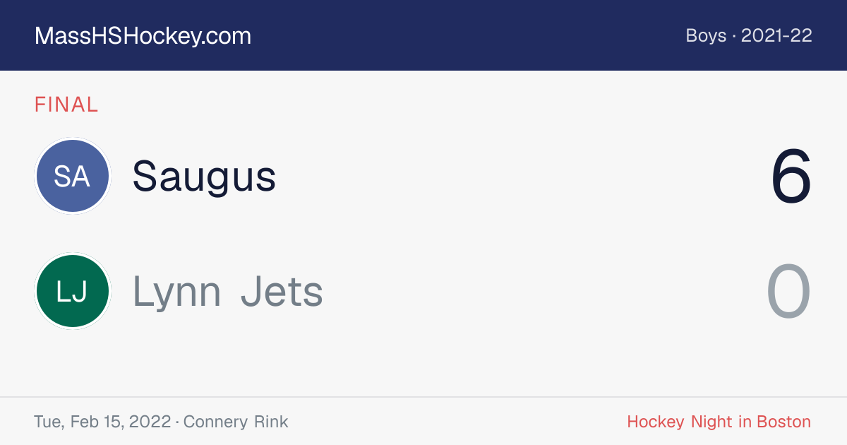 Saugus at Lynn Jets score card