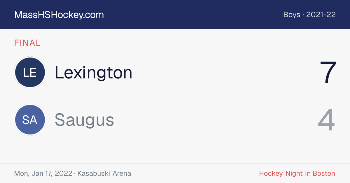 Lexington at Saugus score card