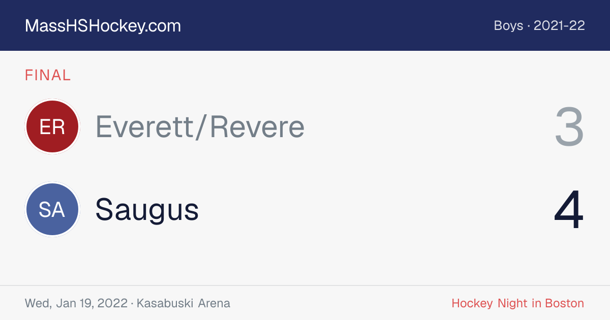 Everett/Revere at Saugus score card