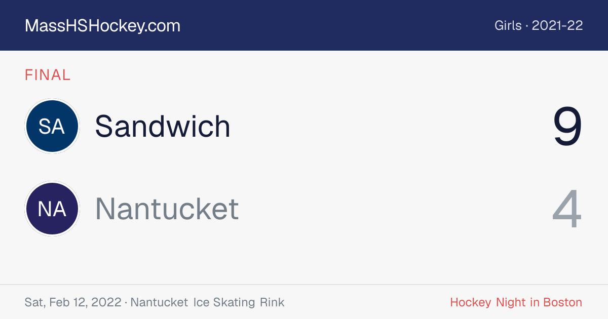 Sandwich at Nantucket score card