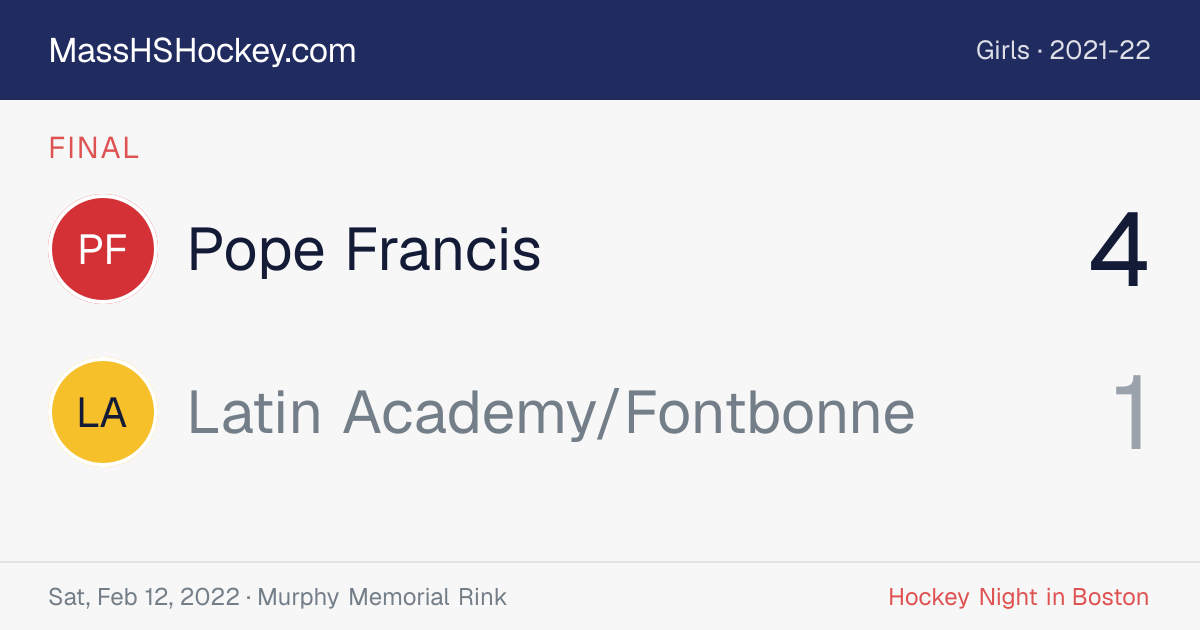 Pope Francis at Latin Academy/Fontbonne score card
