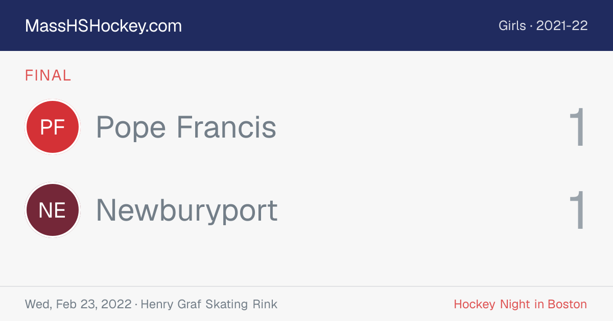 Pope Francis at Newburyport score card
