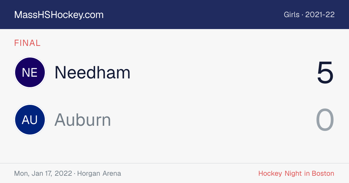 Needham at Auburn score card