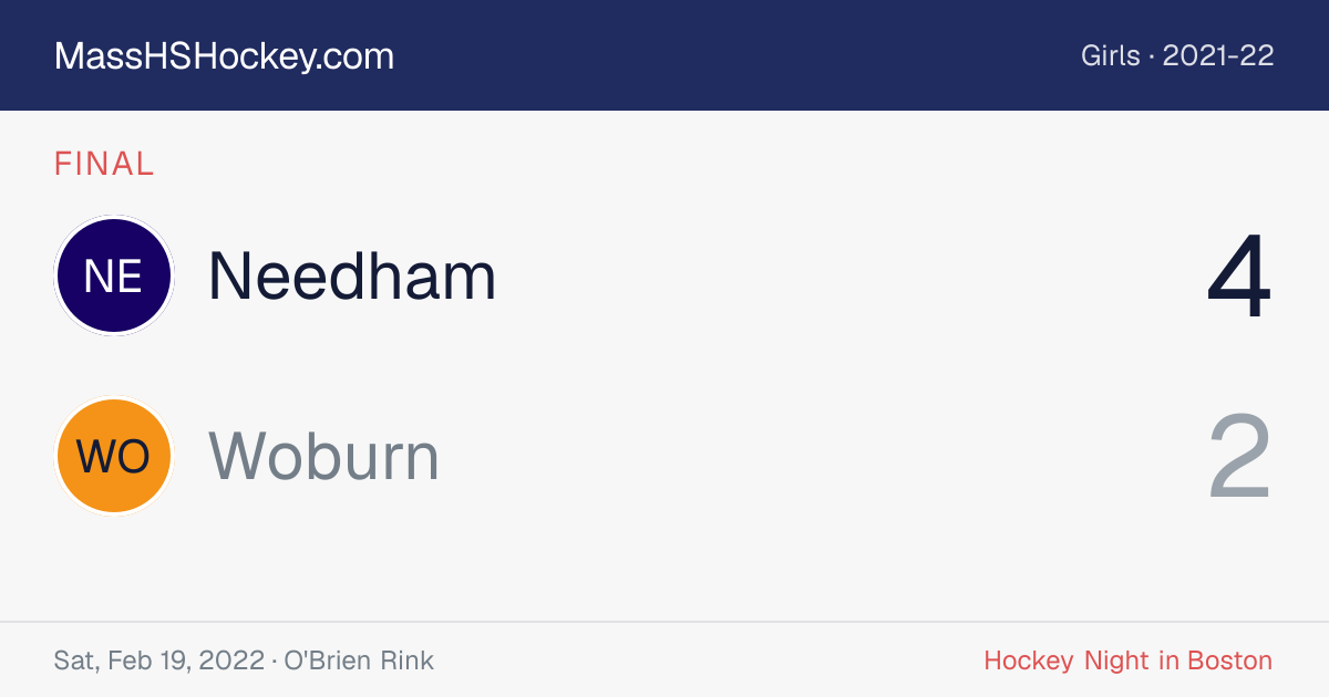 Needham at Woburn score card