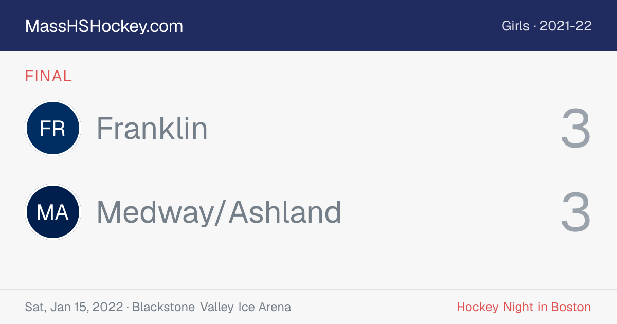 Franklin at Medway/Ashland score card