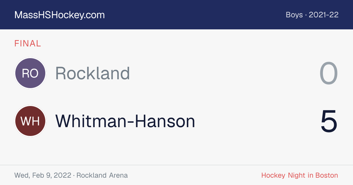 Rockland at Whitman-Hanson score card