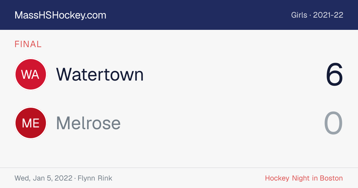 Watertown at Melrose score card