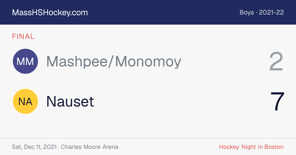 Mashpee/Monomoy at Nauset score card