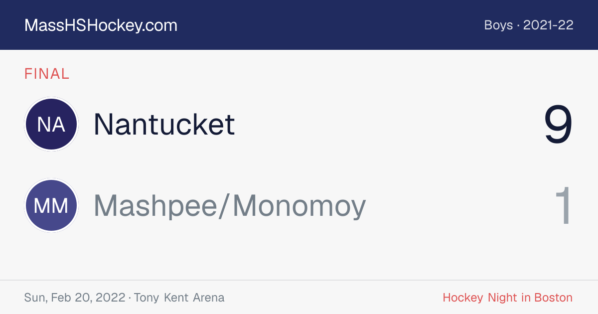 Nantucket at Mashpee/Monomoy score card