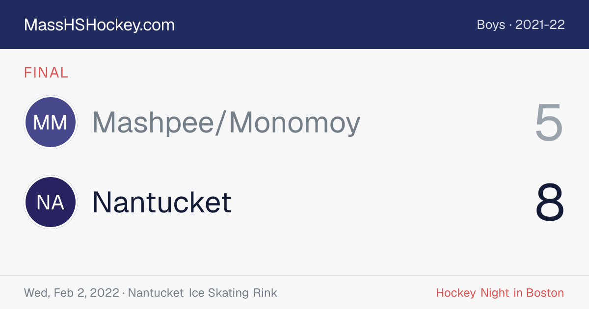 Mashpee/Monomoy at Nantucket score card