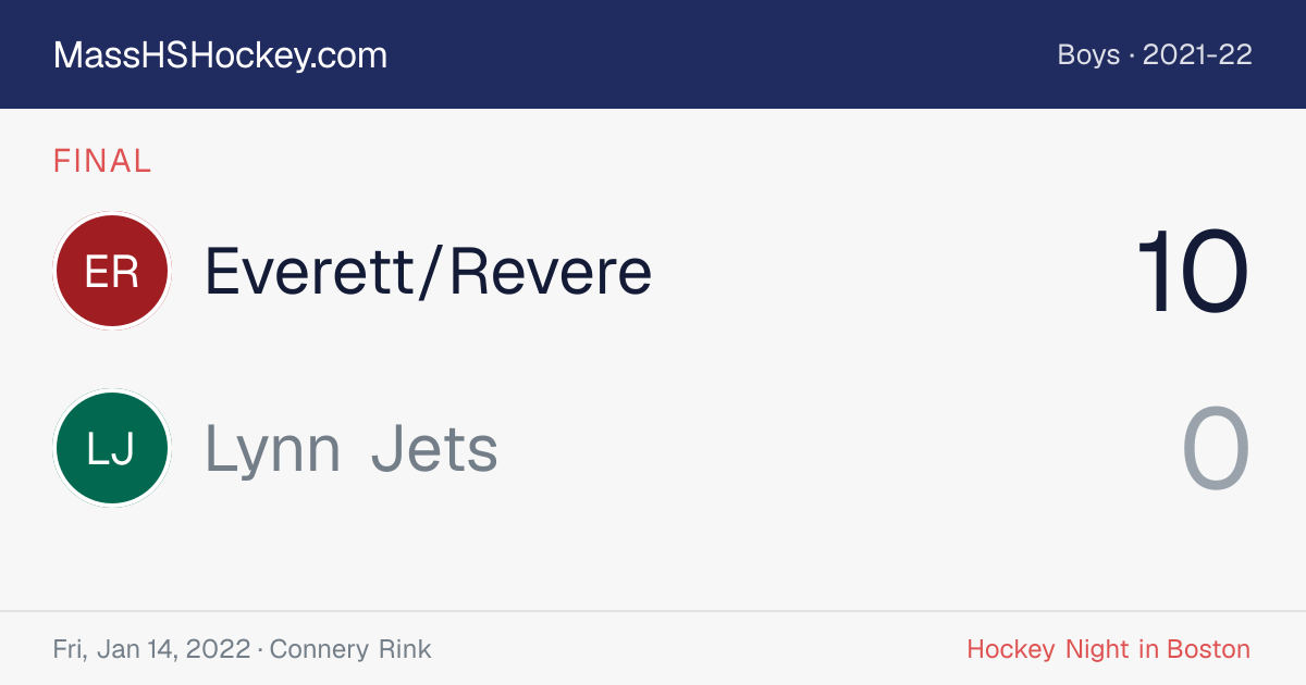 Everett/Revere at Lynn Jets score card