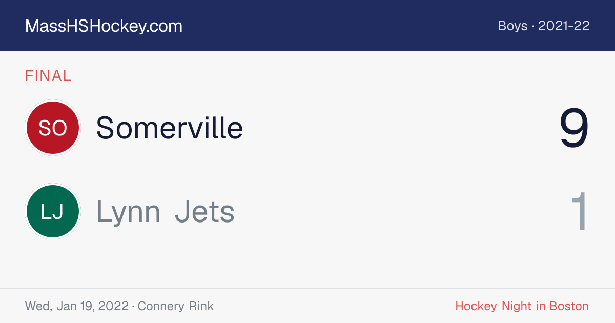 Somerville at Lynn Jets score card