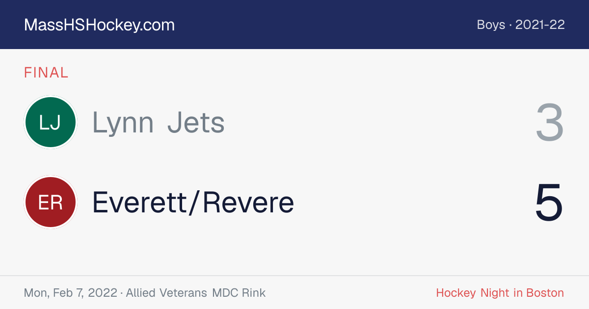 Lynn Jets at Everett/Revere score card
