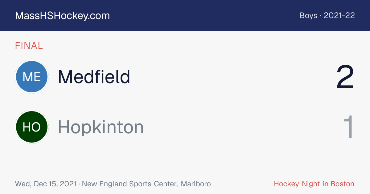 Medfield at Hopkinton score card