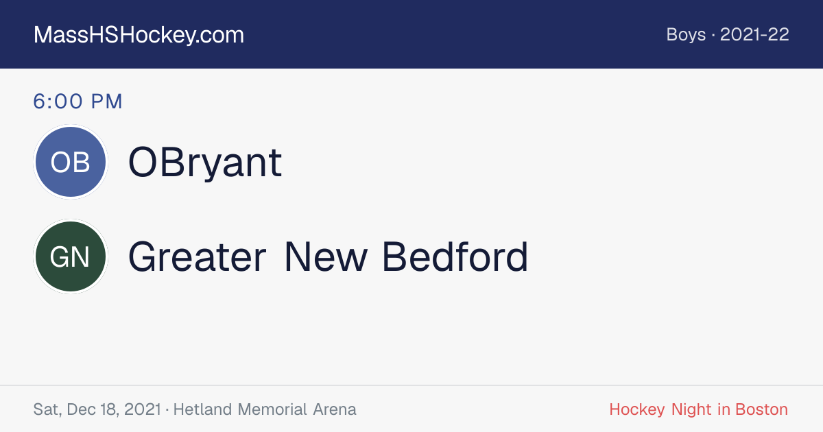 OBryant at Greater New Bedford score card
