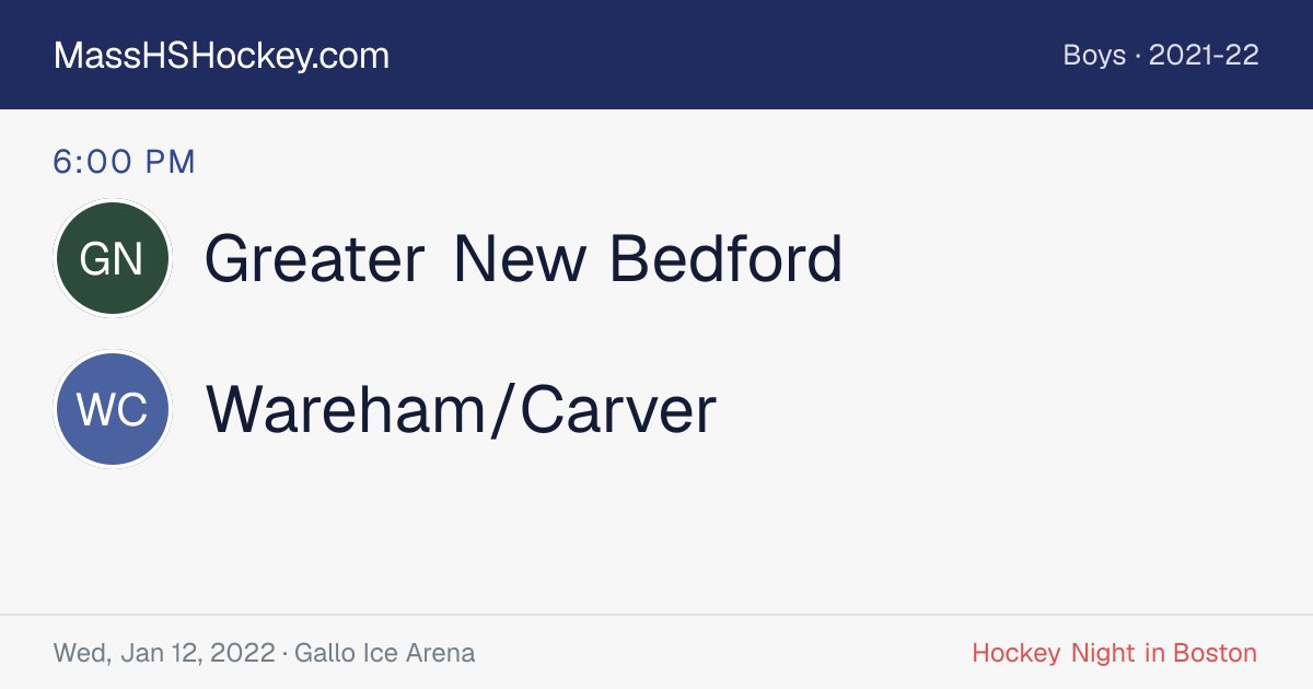 Greater New Bedford at Wareham/Carver score card