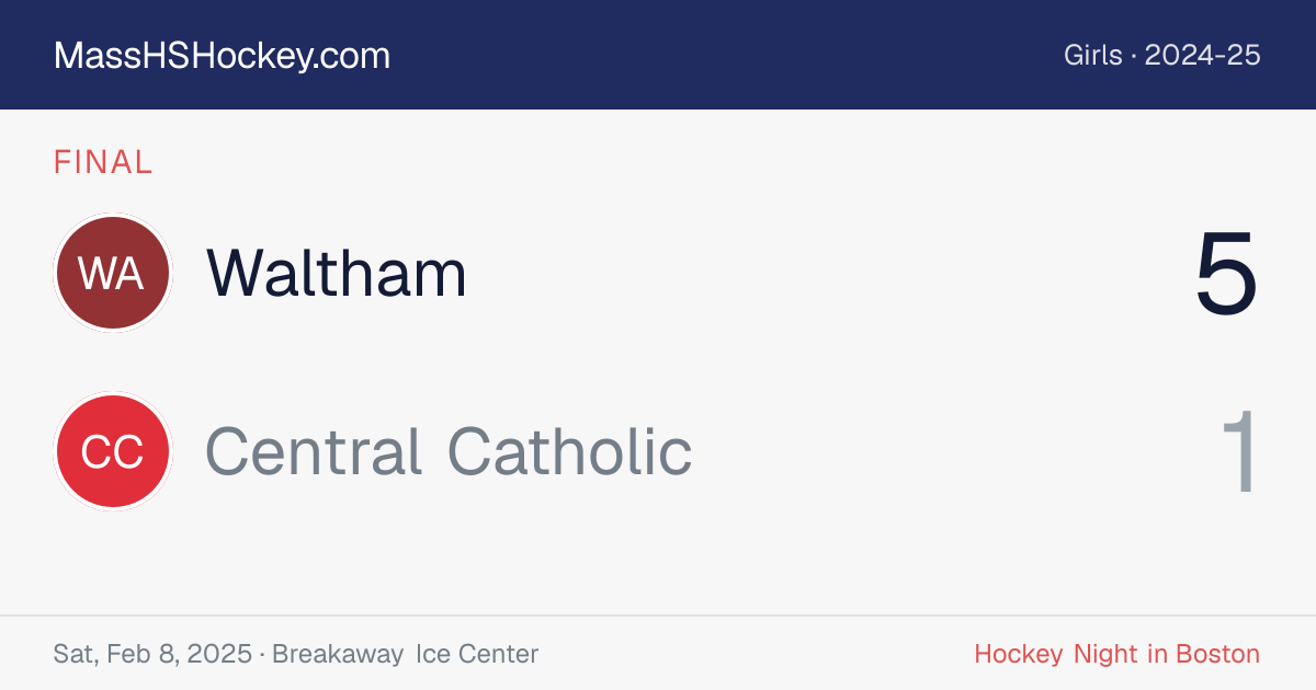 Waltham at Central Catholic score card