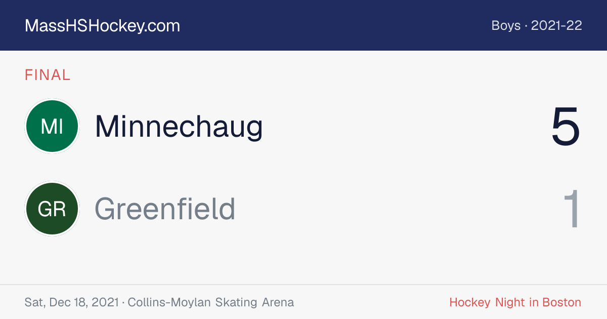 Minnechaug at Greenfield score card