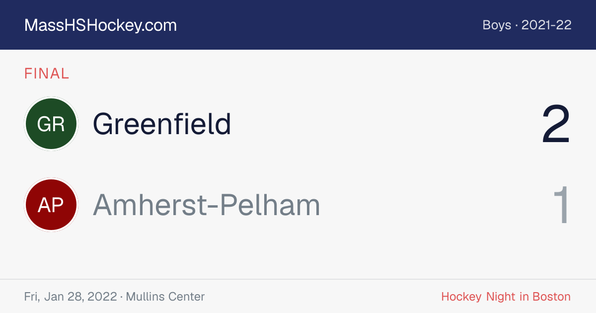 Greenfield at Amherst-Pelham score card