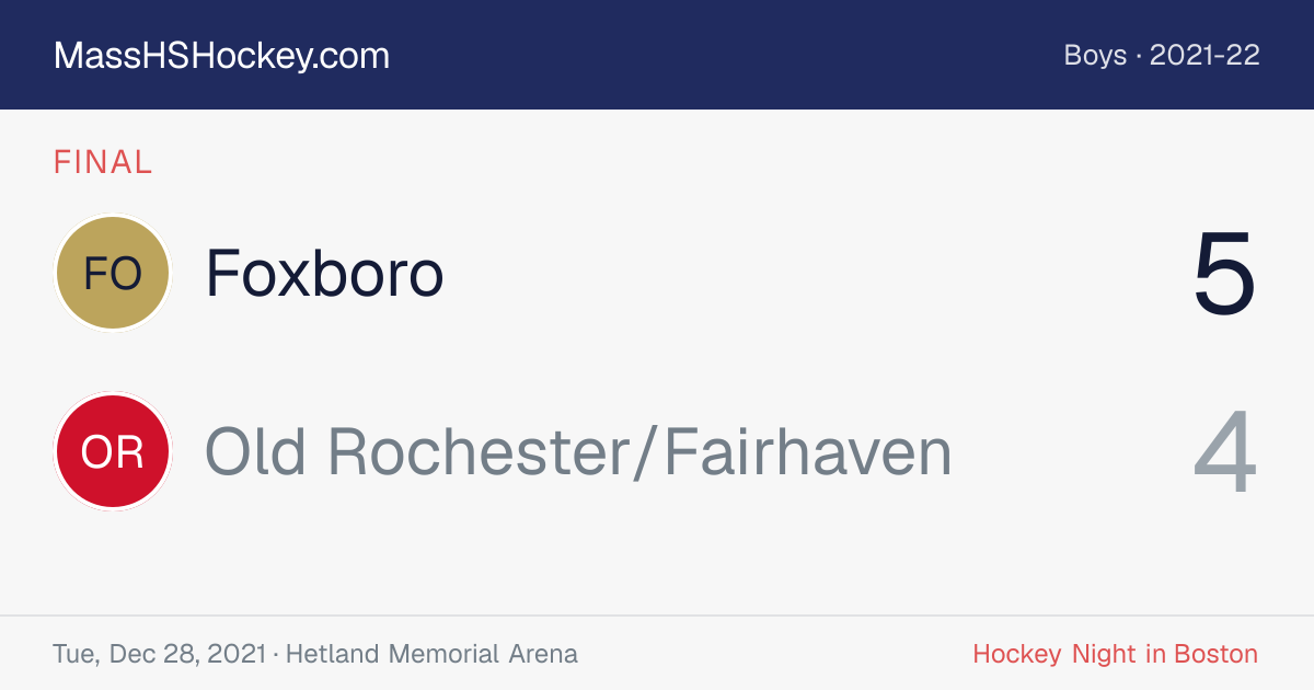 Foxboro at Old Rochester/Fairhaven score card